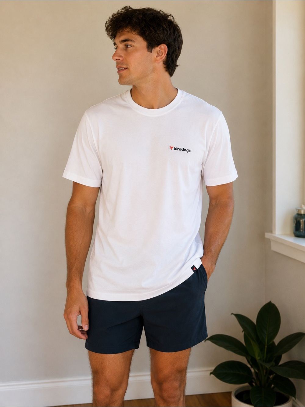 Birddogs White Crew Neck Logo T-Shirt Men’s XL Soft Stretch Casual Tee NWOT